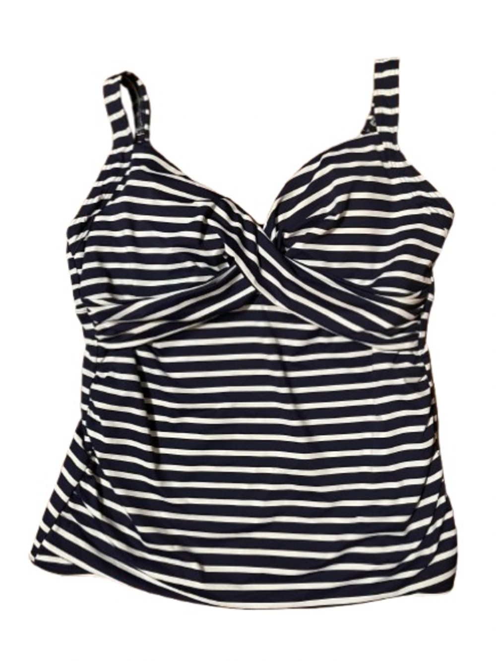Lands End Navy & White Striped Women’s Tankini Swimwear Size 14